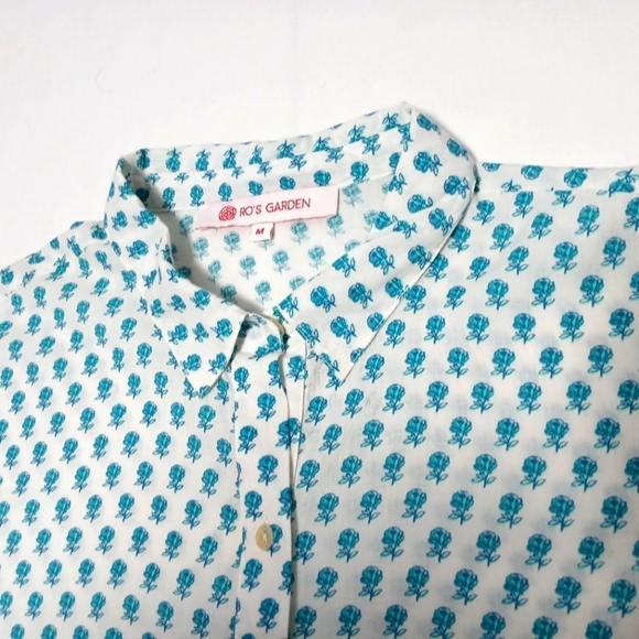 Anthropolgie Ro's Garden Cotton Adjustable Long Sleeve Button Down Mini Dress. M - Picture 8 of 9